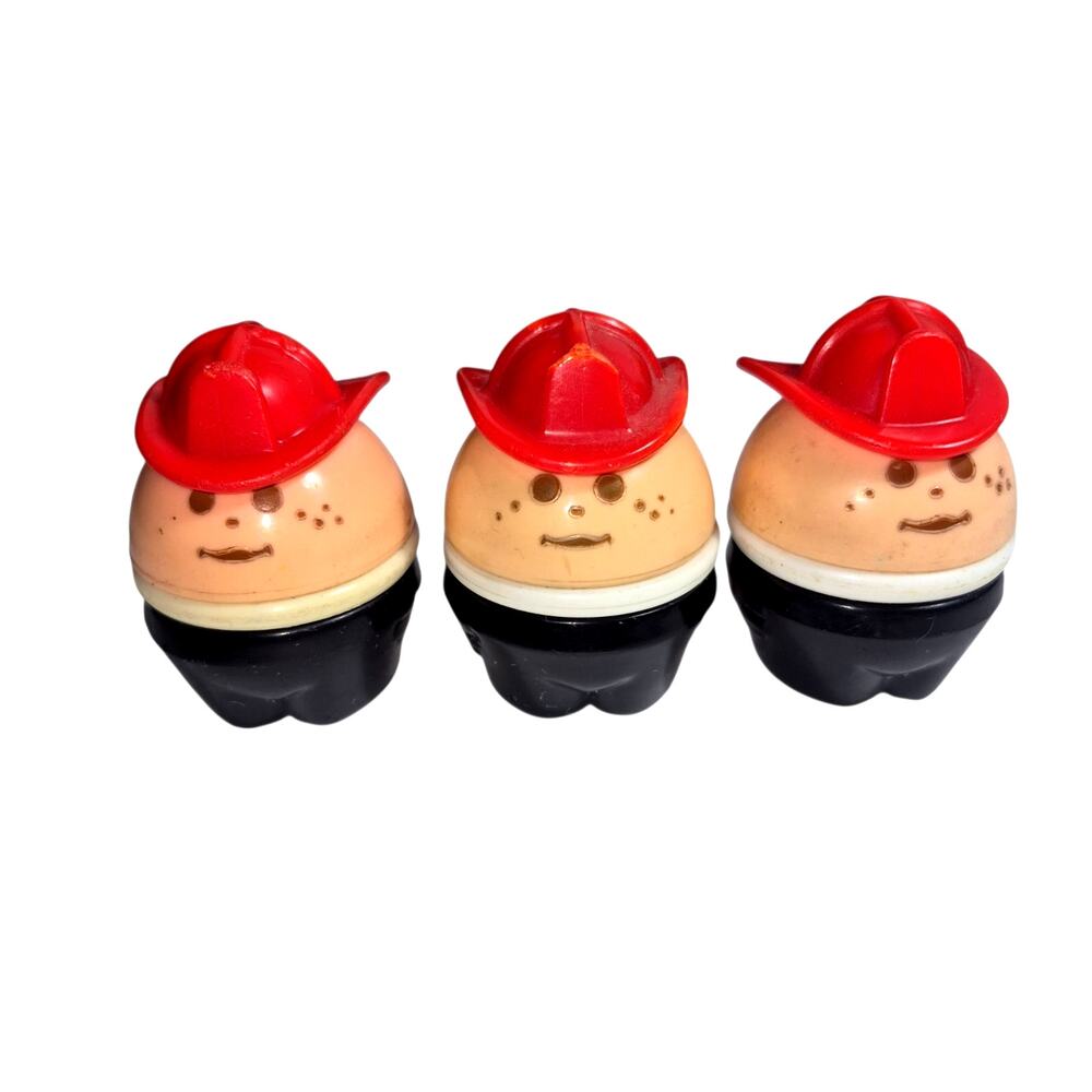 Vintage 80s Little Tikes Toddle Tots Fire Truck & # Chinky Firemen Little People - Picture 6 of 10